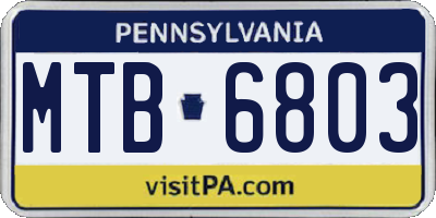 PA license plate MTB6803