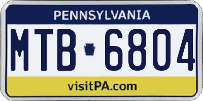 PA license plate MTB6804