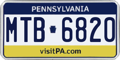 PA license plate MTB6820