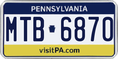 PA license plate MTB6870