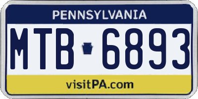 PA license plate MTB6893