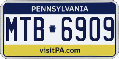 PA license plate MTB6909