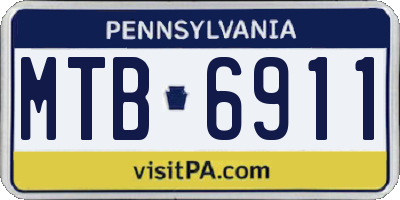 PA license plate MTB6911