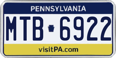 PA license plate MTB6922