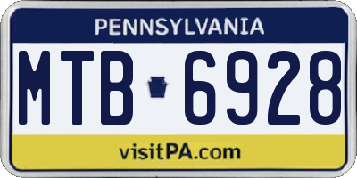 PA license plate MTB6928