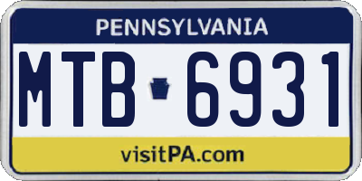 PA license plate MTB6931