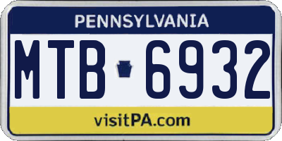 PA license plate MTB6932