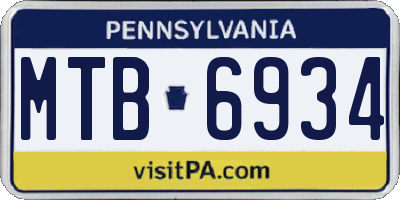 PA license plate MTB6934