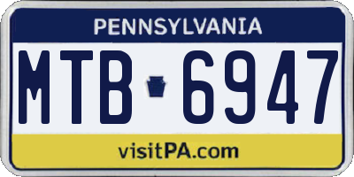 PA license plate MTB6947