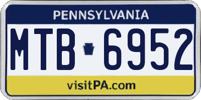 PA license plate MTB6952