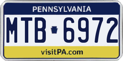 PA license plate MTB6972