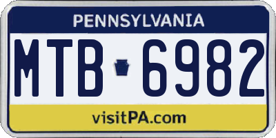 PA license plate MTB6982
