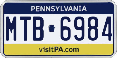 PA license plate MTB6984