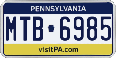 PA license plate MTB6985