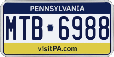 PA license plate MTB6988