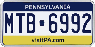 PA license plate MTB6992
