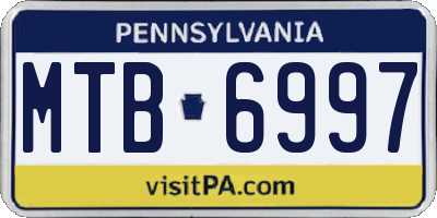 PA license plate MTB6997