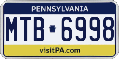 PA license plate MTB6998