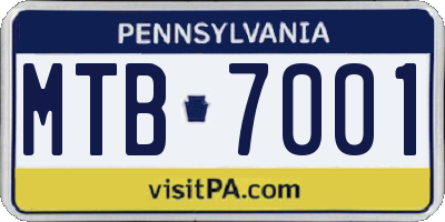 PA license plate MTB7001