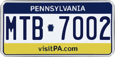 PA license plate MTB7002