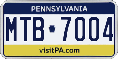 PA license plate MTB7004