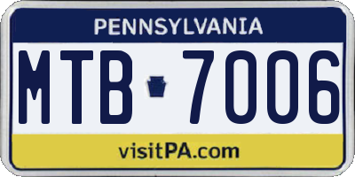 PA license plate MTB7006