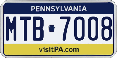 PA license plate MTB7008