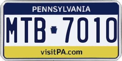 PA license plate MTB7010