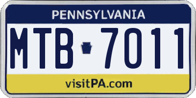 PA license plate MTB7011