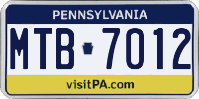 PA license plate MTB7012