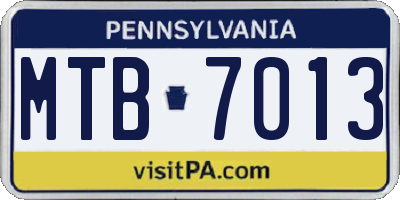 PA license plate MTB7013