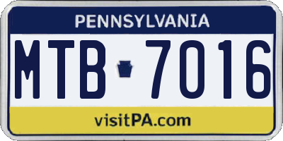 PA license plate MTB7016