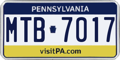 PA license plate MTB7017
