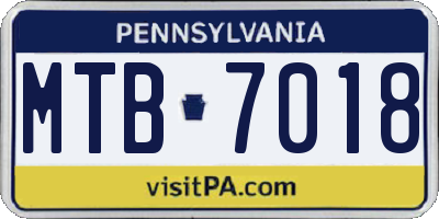 PA license plate MTB7018