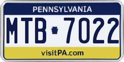 PA license plate MTB7022