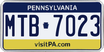 PA license plate MTB7023