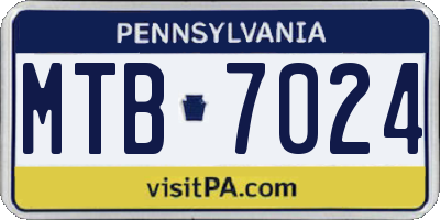 PA license plate MTB7024