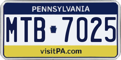 PA license plate MTB7025