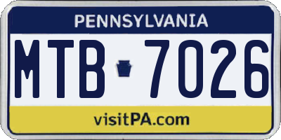PA license plate MTB7026