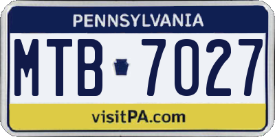 PA license plate MTB7027