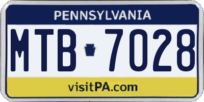PA license plate MTB7028