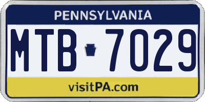 PA license plate MTB7029