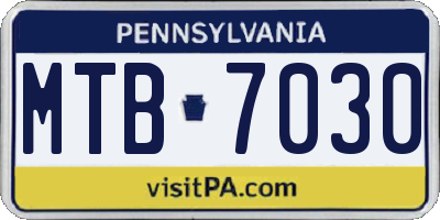 PA license plate MTB7030