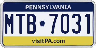 PA license plate MTB7031