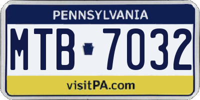 PA license plate MTB7032