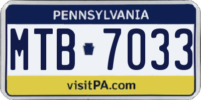 PA license plate MTB7033