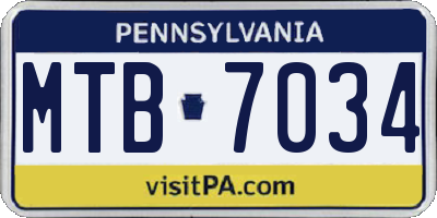 PA license plate MTB7034