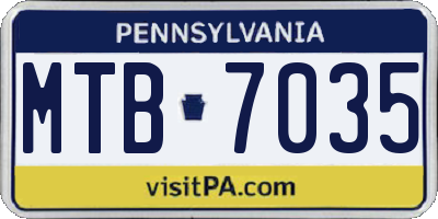 PA license plate MTB7035