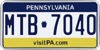 PA license plate MTB7040