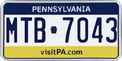 PA license plate MTB7043